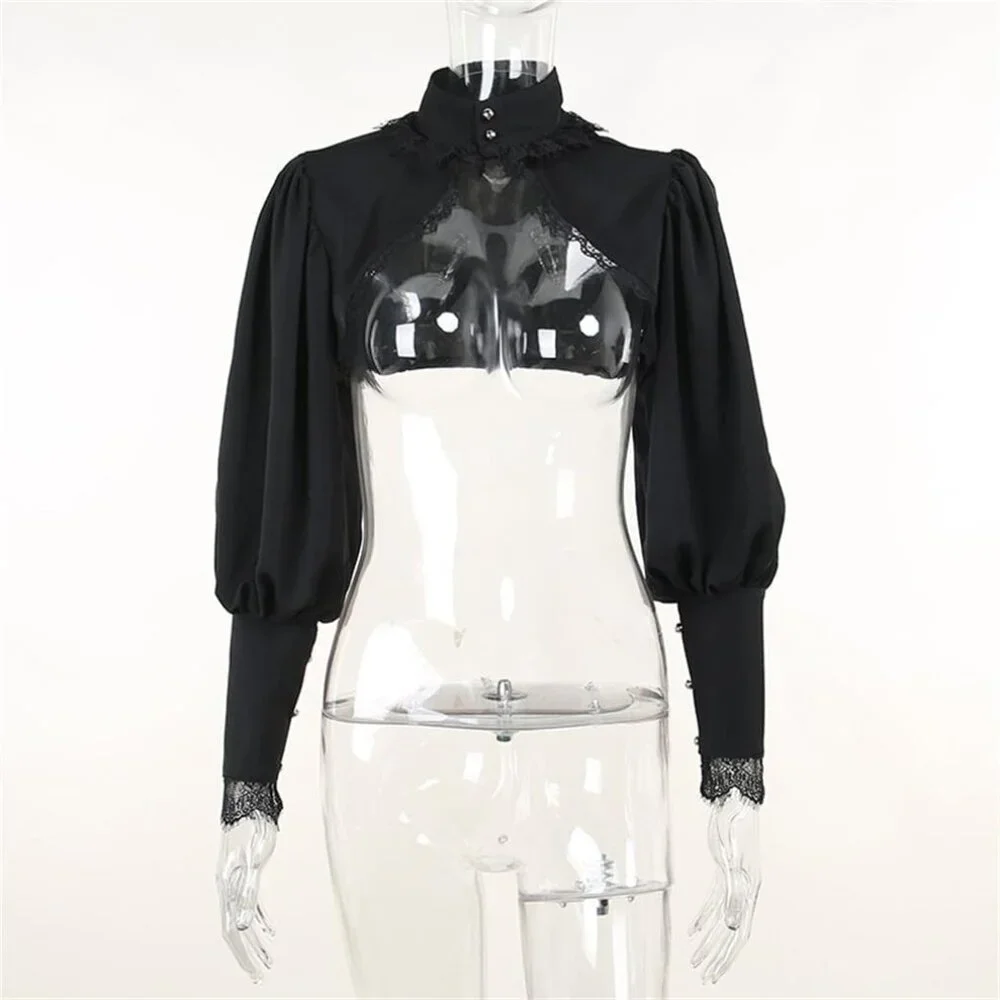 Women Black 4 Bolero Shrug Goth Crop Top Fairy Shrugs for Dresses - Picture 7 of 7